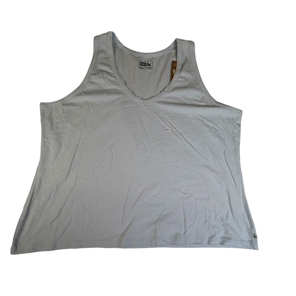 Eddie Bauer Tank Top Womens 2XL Blue Tempo LT V Neck Lightweight Jersey Summer